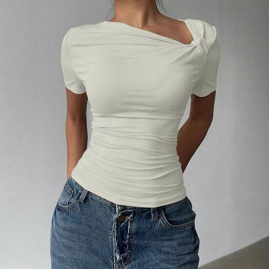 High-end Off-shoulder Short-sleeve Top Blouse