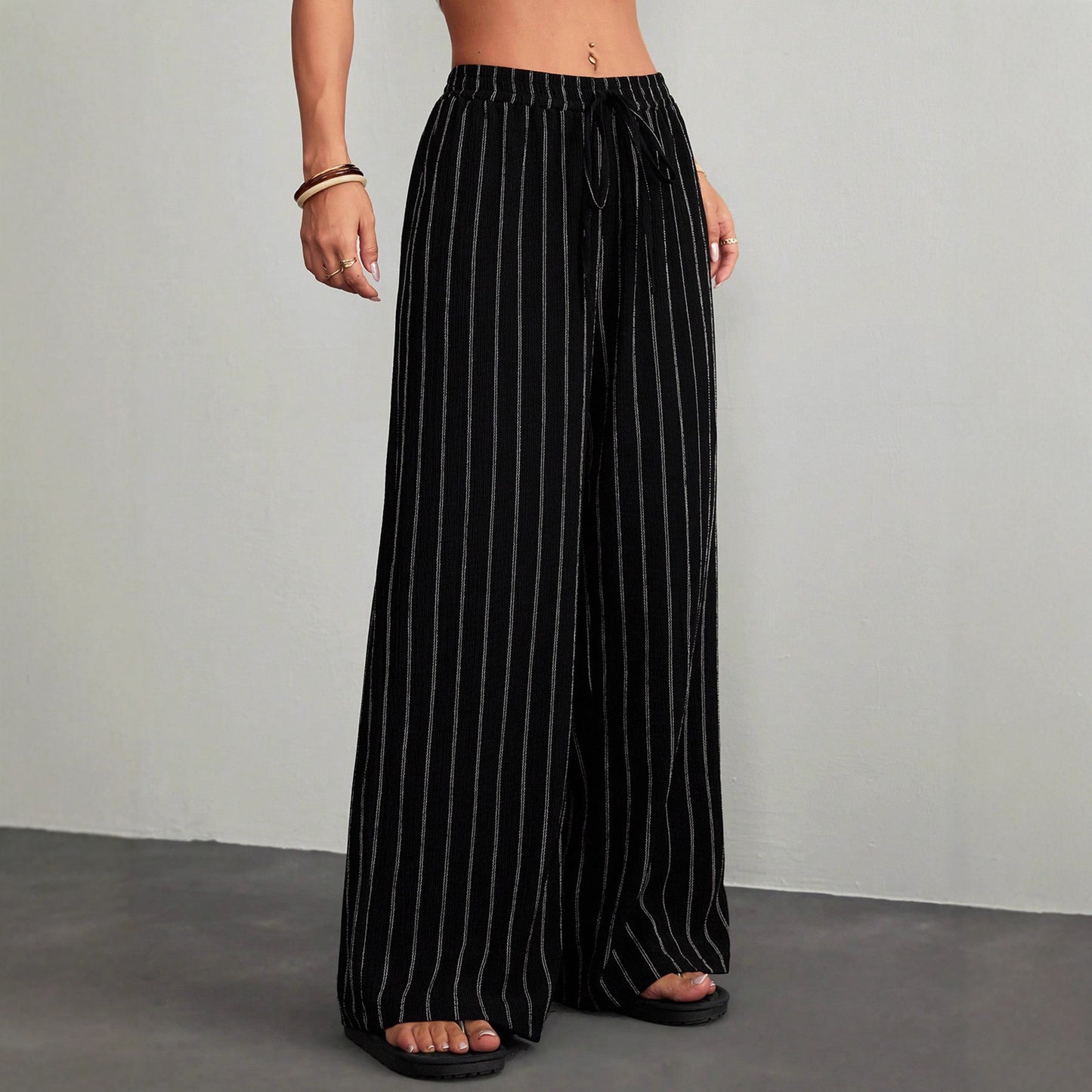Striped Drawstring Waist Pants