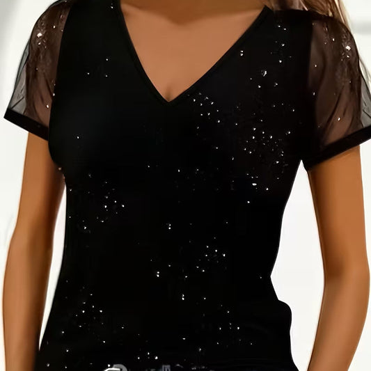 Short Sleeved Loose V-neck T-shirt