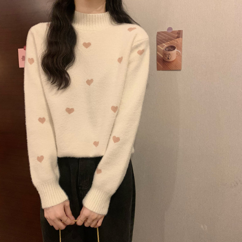 Love Half High Neck Loose Sweater