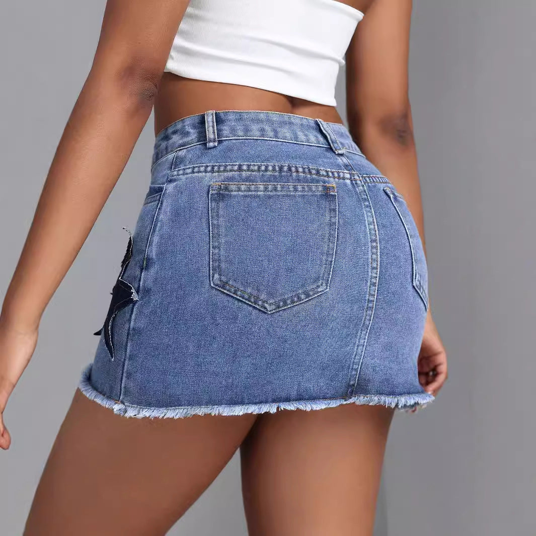 High-Waisted Slimming Ultra-Short Denim Skirt