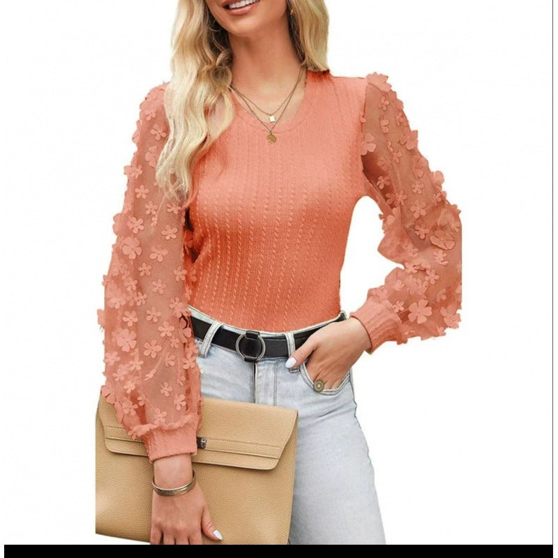 Mesh Small Flower Chiffon Blouse