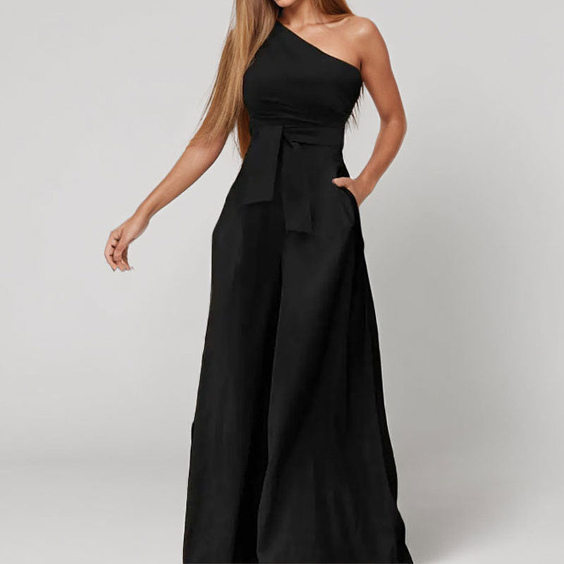Straight-leg Pants Strapless Lace-up Jumpsuit