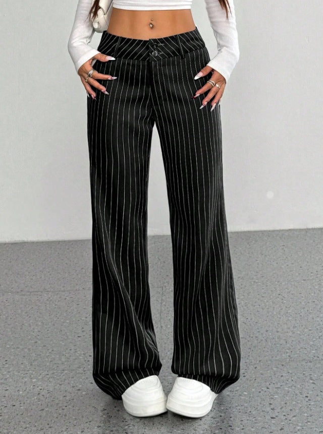 Slim-fit Striped Flared Casual Pants