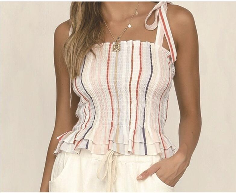 Sling bow color strip top tube spring and summer vest