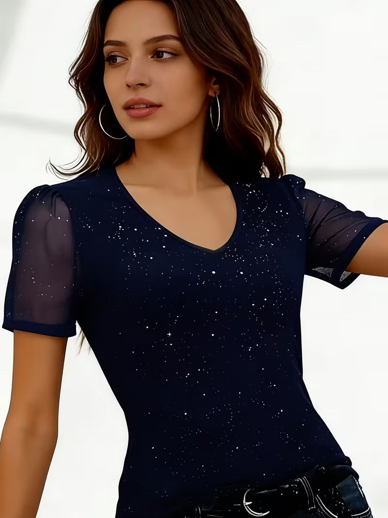 Short Sleeved Loose V-neck T-shirt