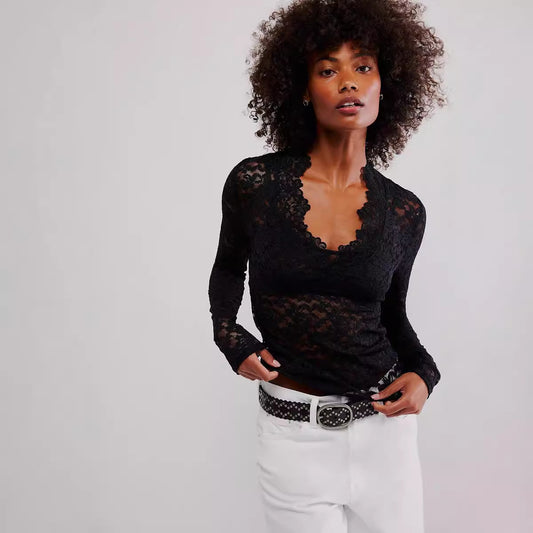 Hollow Lace See through Blouse