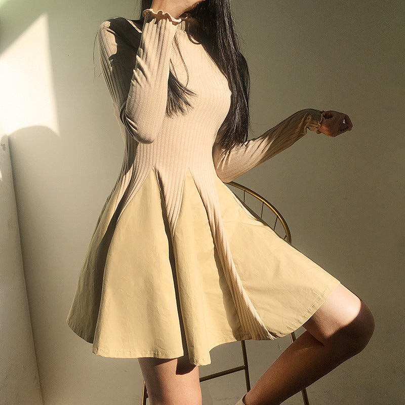 Knitted High waist A-line dress