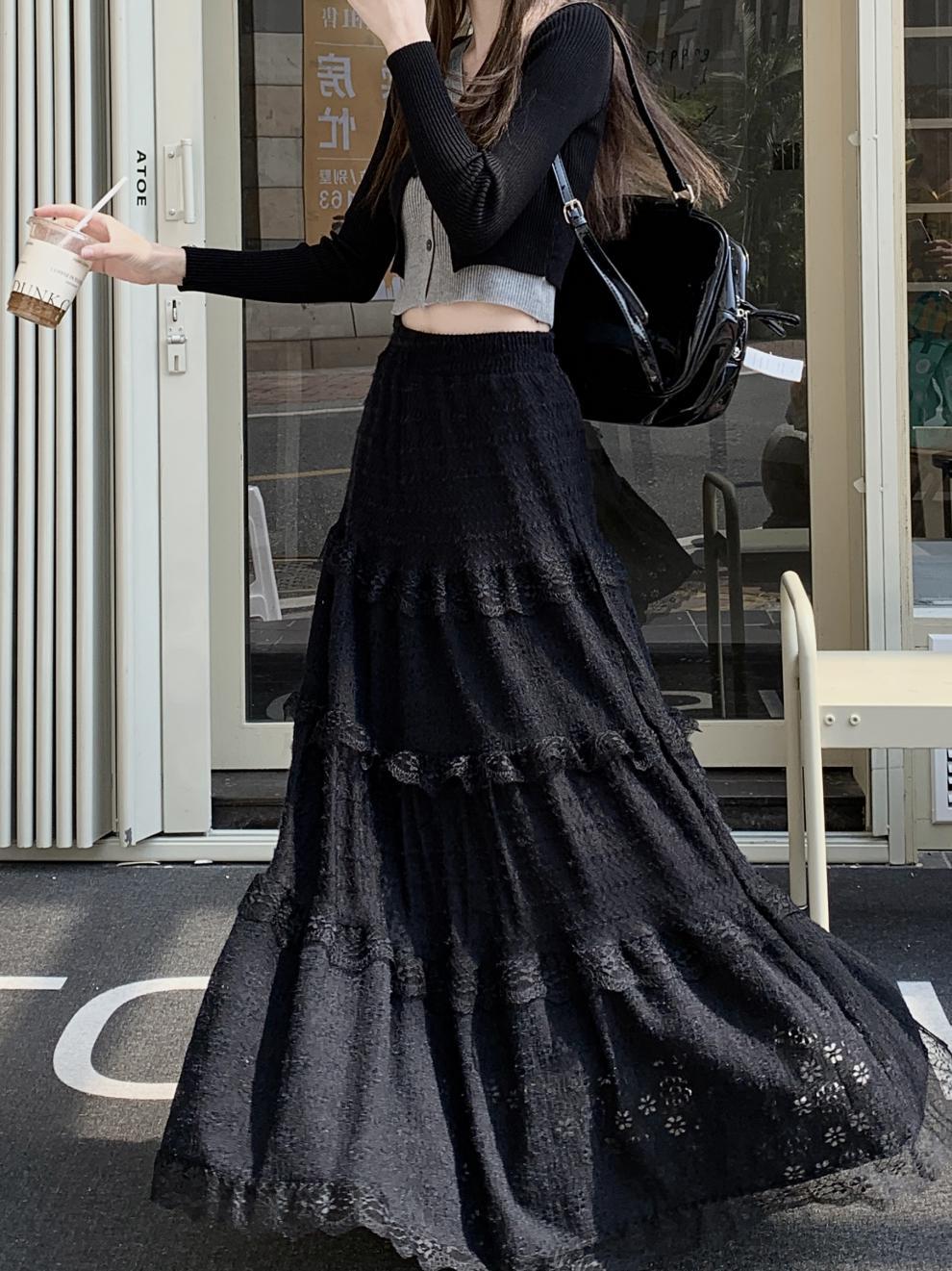 High Waist A- Line Long Skirt