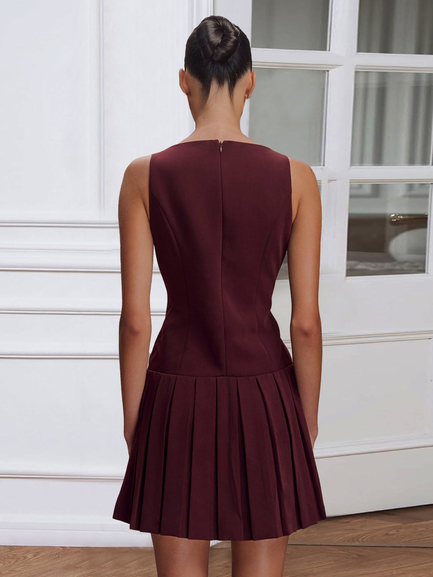 Casual Button Pleated Dress