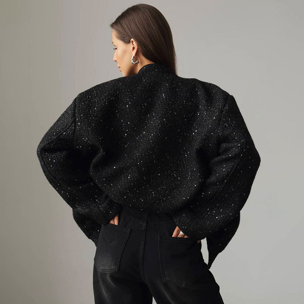 Black Silk Sequin Jacket