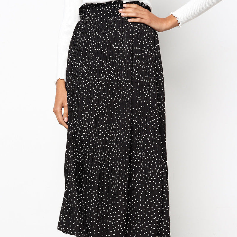 Designed Pocket Pleated Long Skirt