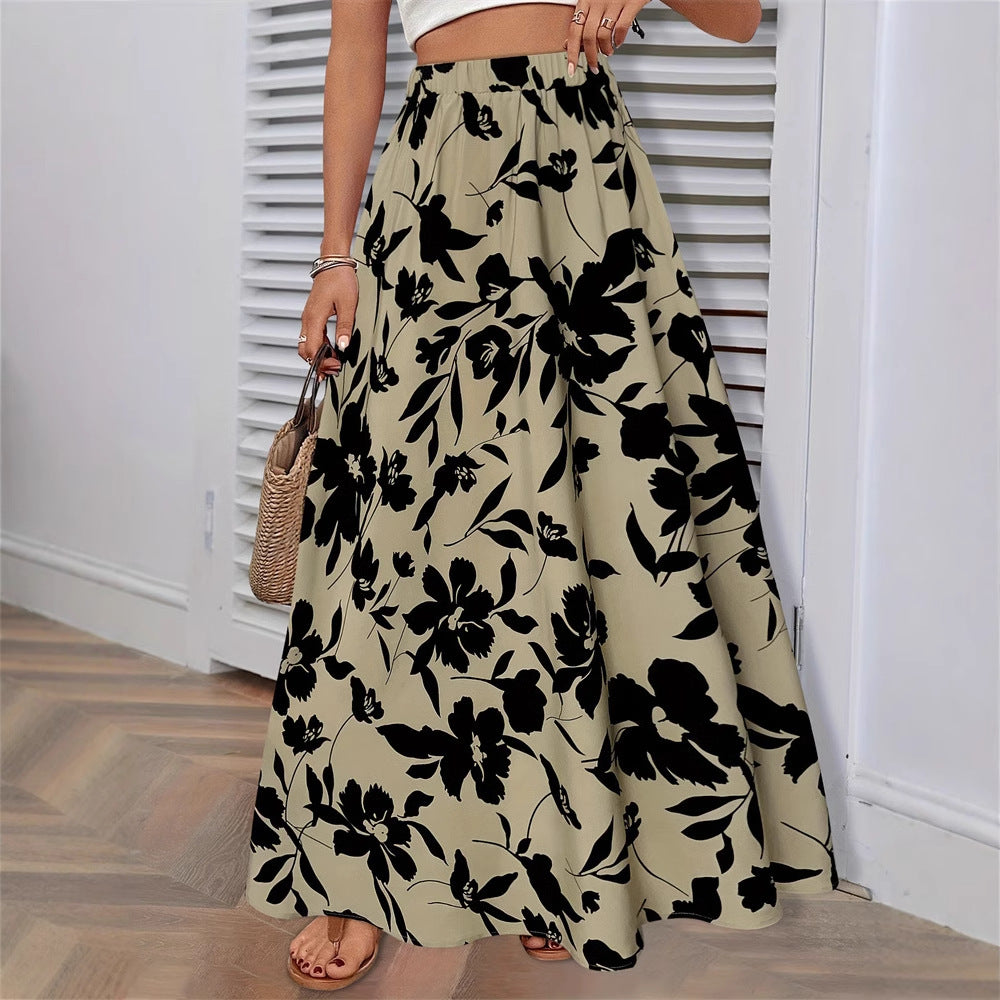 Floral Draped Pleated Skirts