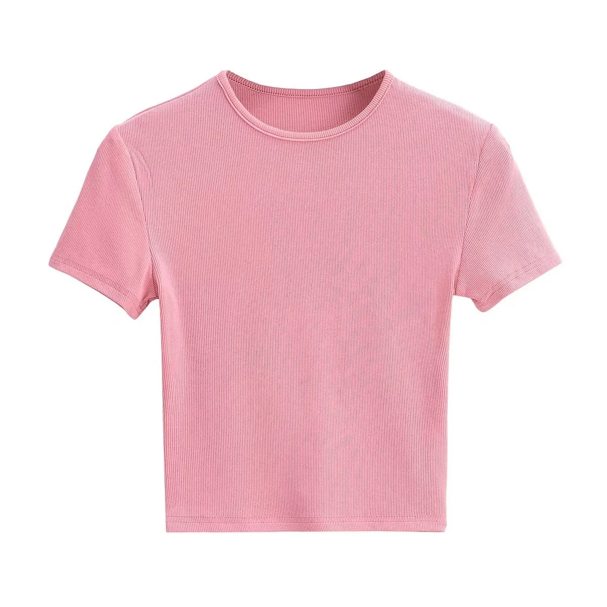 Basic Style Slim-fit Solid Color Crop Top