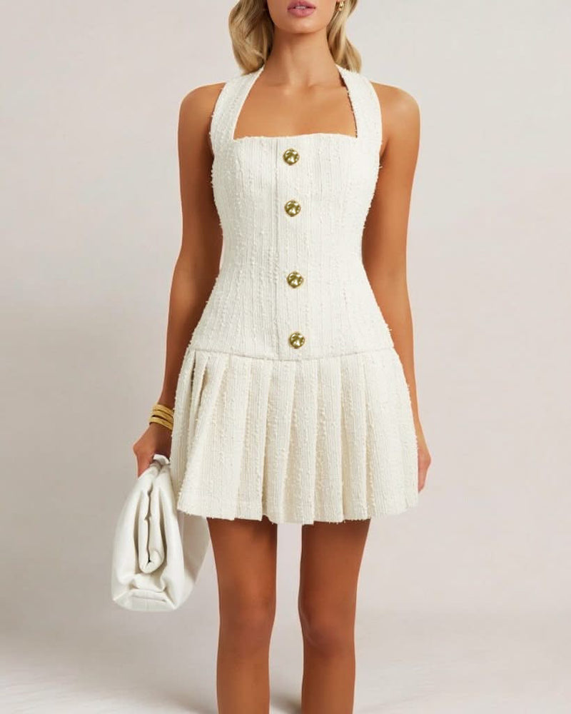 Halter Neck Buttoned Dress