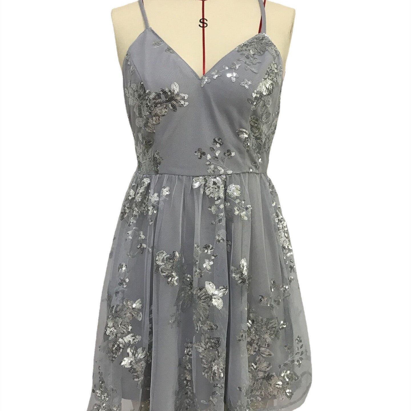 Sleeveless Embroidered Backless Cross Swing Dress