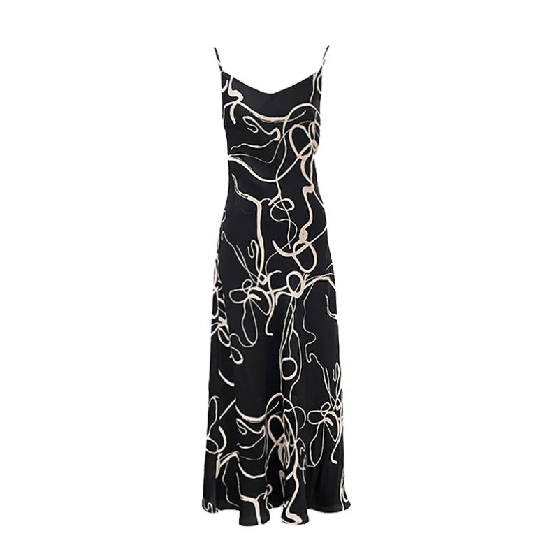 Spring New Retro Printing Slip Dress