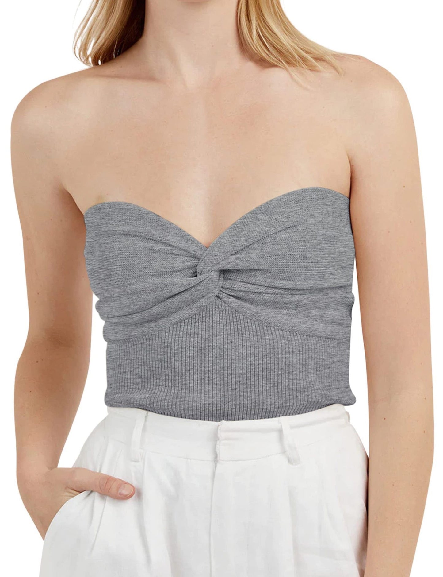 Twisted Knitted Sling Short Tight Top