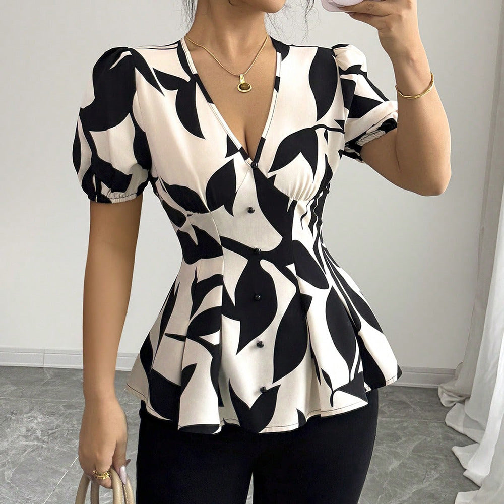 New Summer Womens Printed Shirts From Europe And America Tops