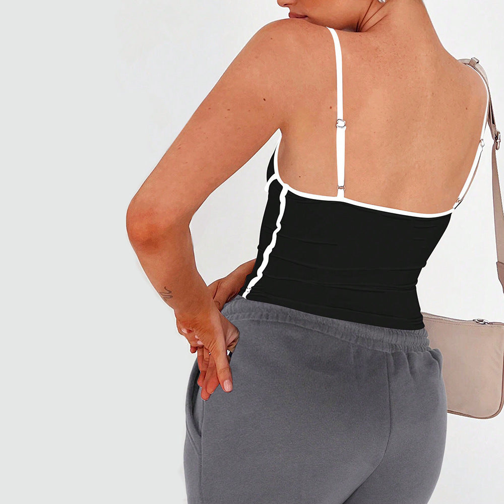 Black Camisole Strap Crop Top