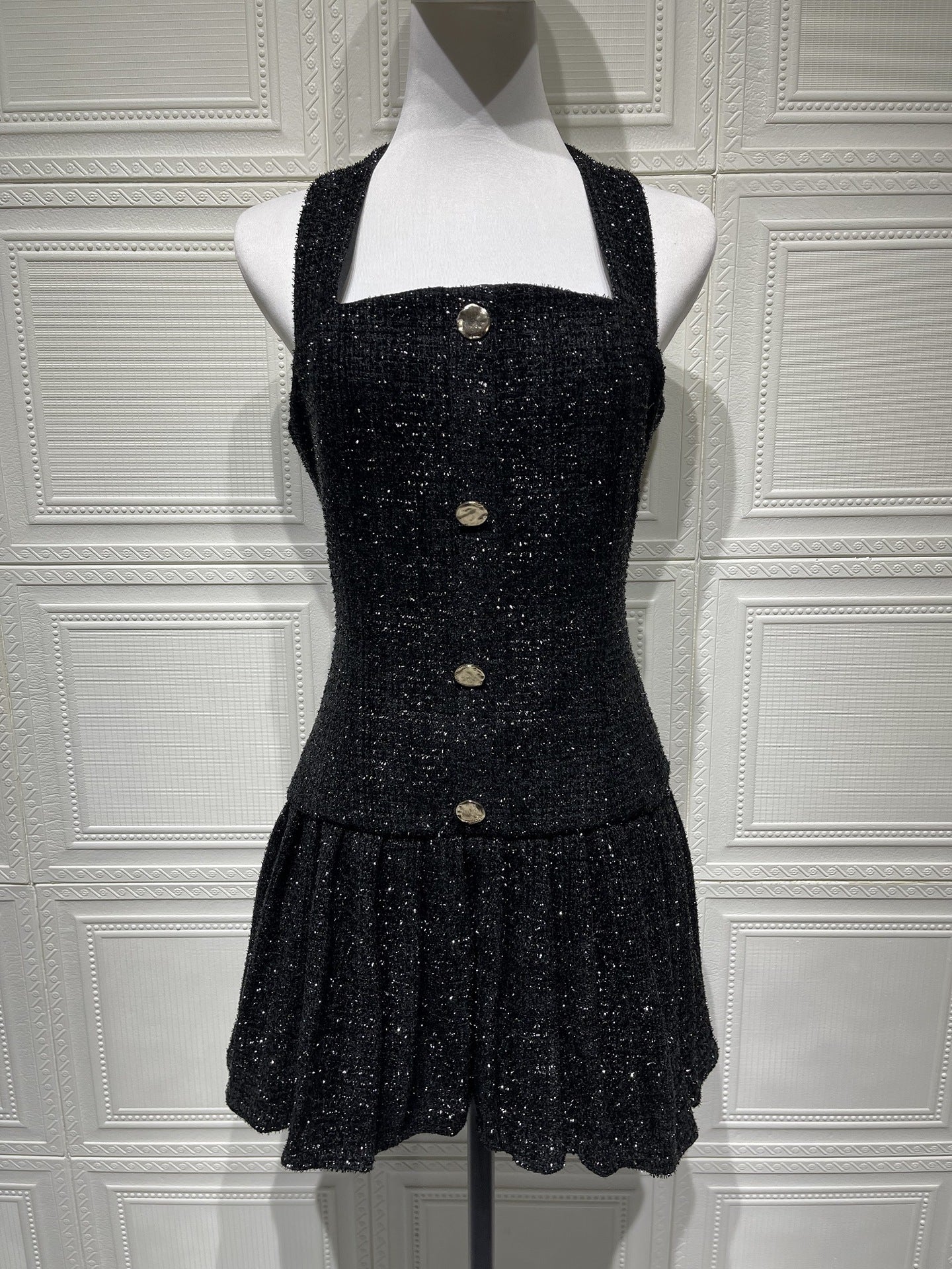 Halter Neck Buttoned Dress
