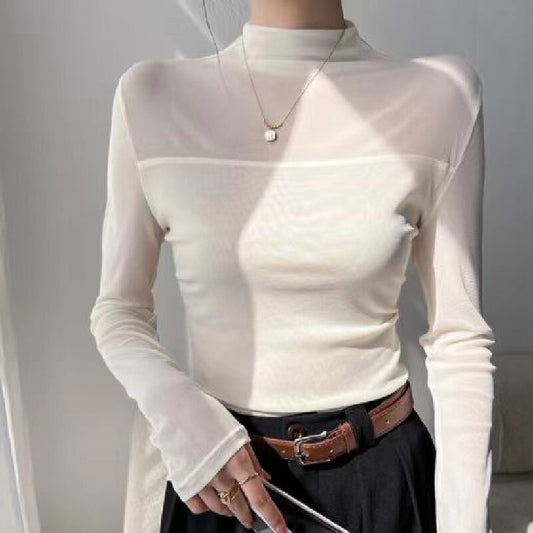 Semi Lace Turtle neck Blouse