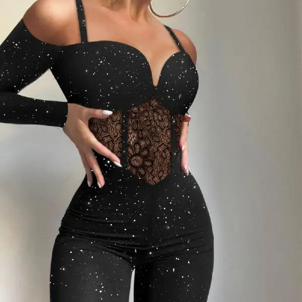 Flash Highlight Suspender Jumpsuit