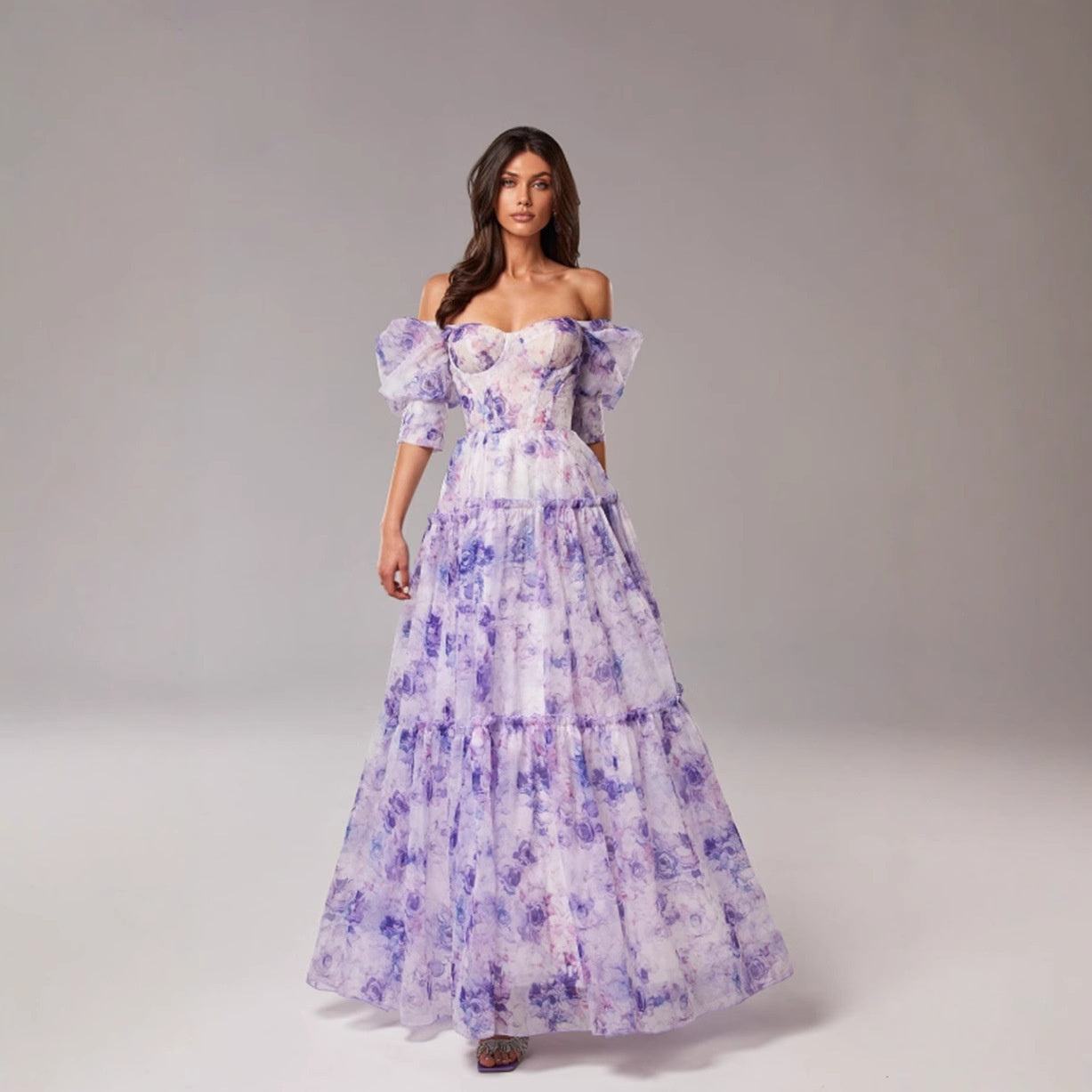 Night Dew Shoulder Floral Dress
