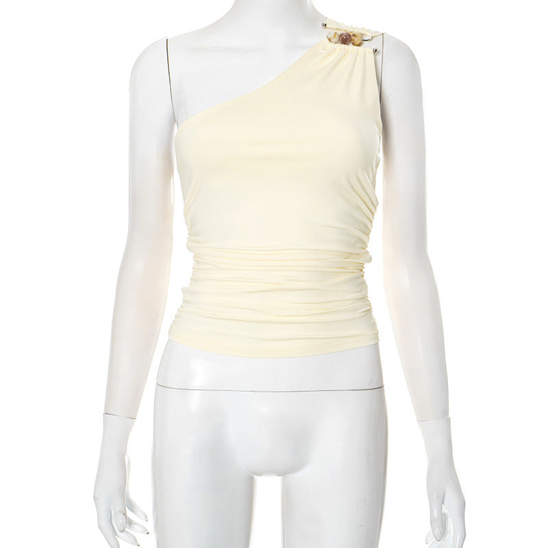 One-shoulder Knitted Vest