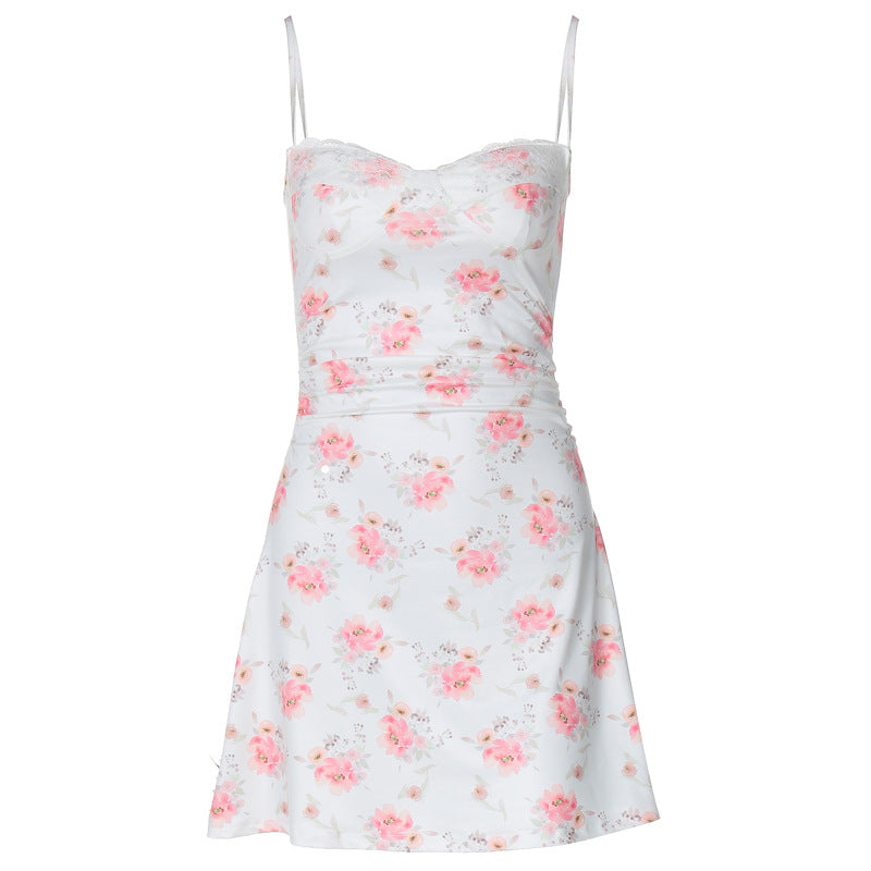 Spliced Lace Trim Princess Dress For Women