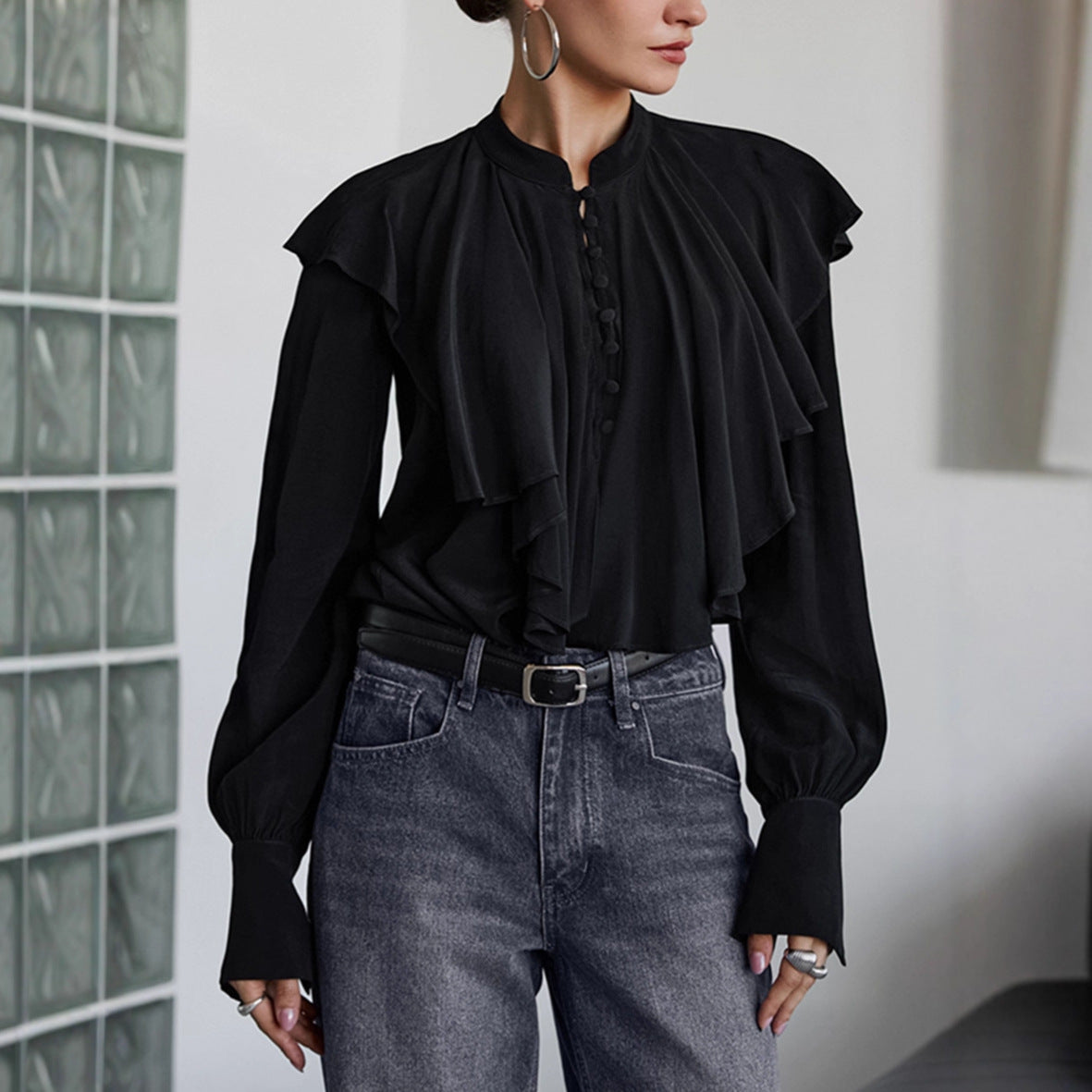 Draped Ruffle Blouse