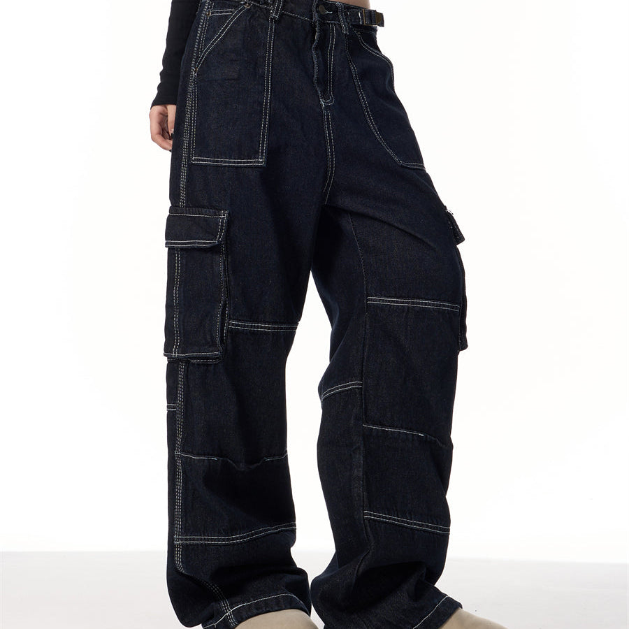 Vintage Stripe Straight Cargo Jeans