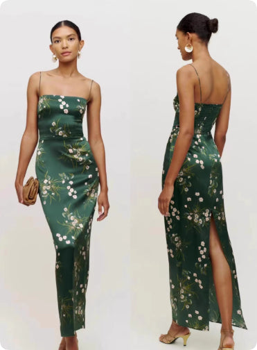 Silk  Sandwashed Satin, Floral Dress For Vacation