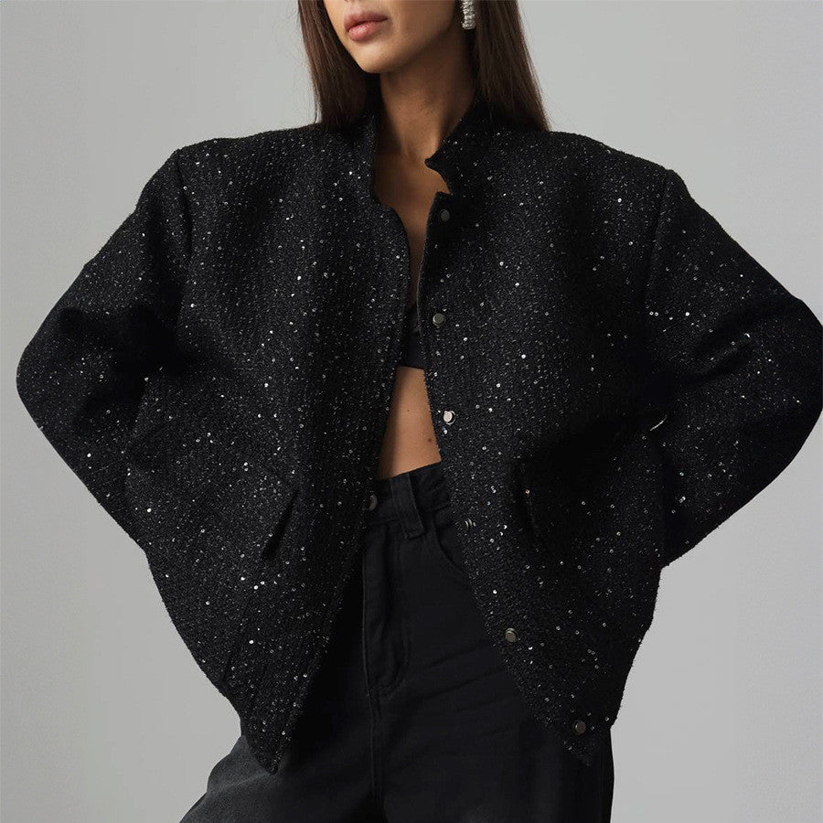 Black Silk Sequin Jacket