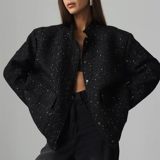 Black Silk Sequin Jacket