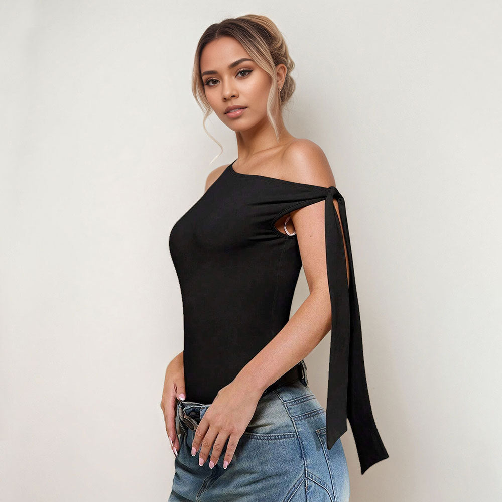One Shoulder Lace-Up Jumpsuit