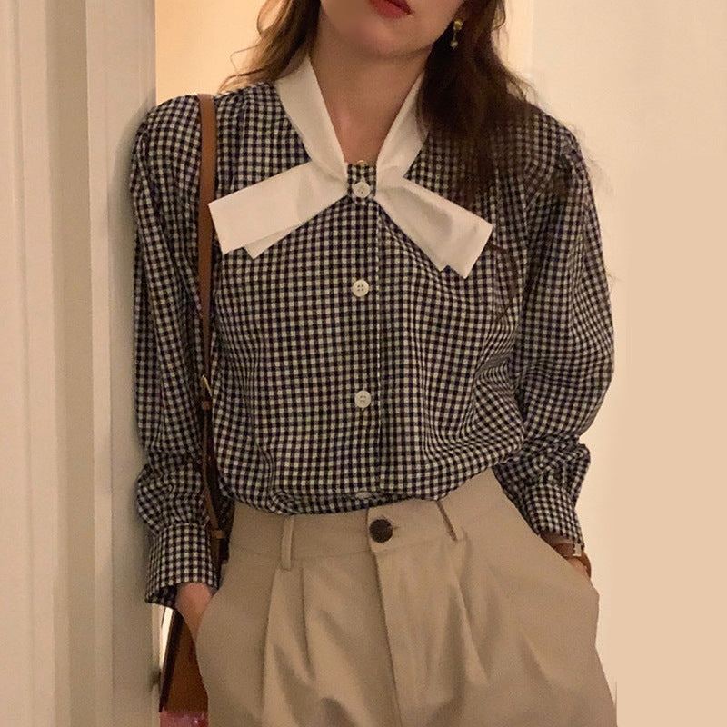 Casual Mid-length Plaid Blouse