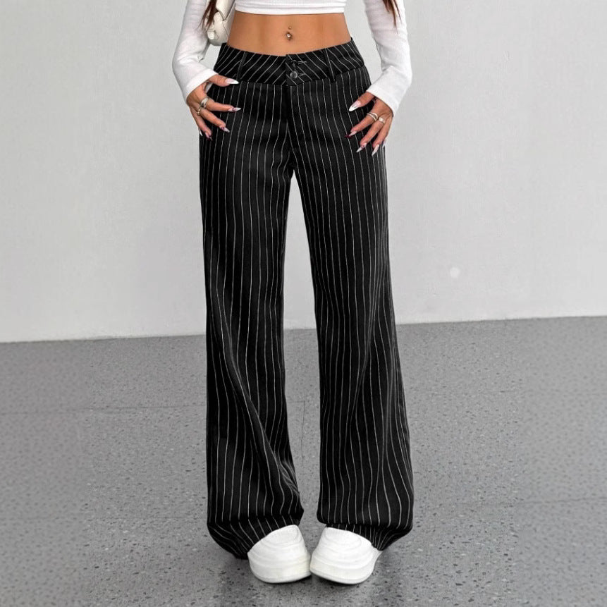 Slim-fit Striped Flared Casual Pants