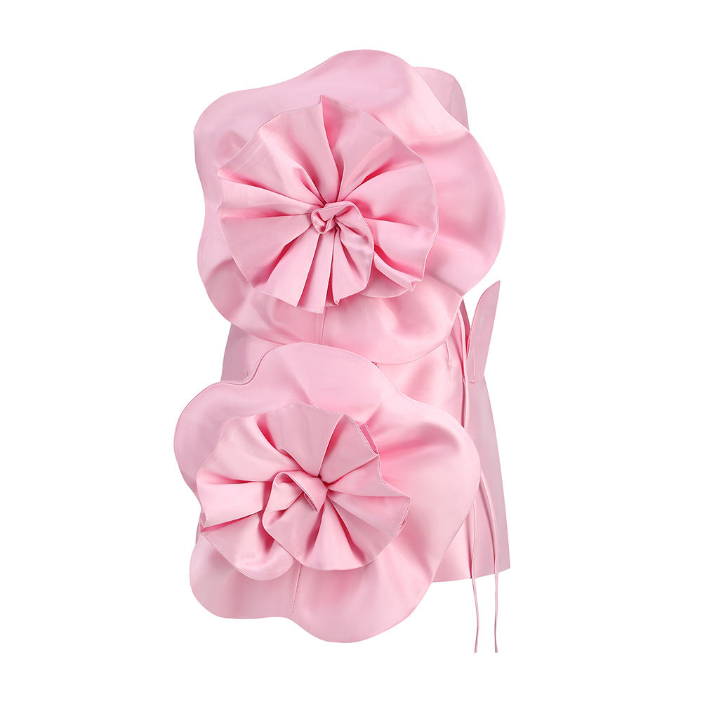 Back Strap Decorative Flower Dress