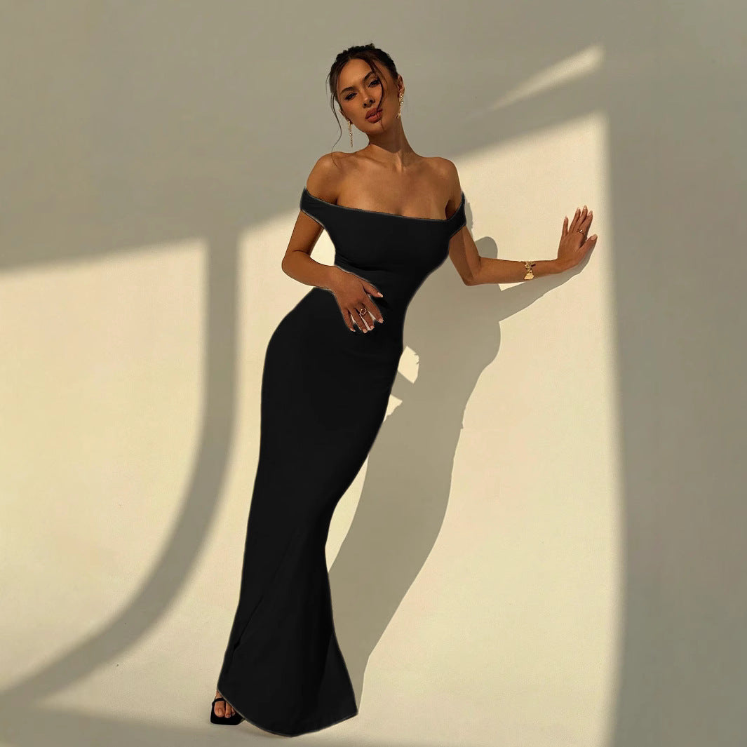 Low Shoulder Backless Evening Dress