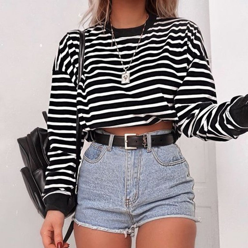 Women's Long Sleeve Crop Top T-Shirts