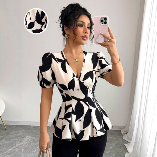 New Summer Womens Printed Shirts From Europe And America Tops