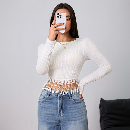 Tassel Design Sense Slim Fit Slimming Crop Top