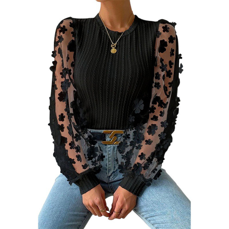 Mesh Small Flower Chiffon Blouse
