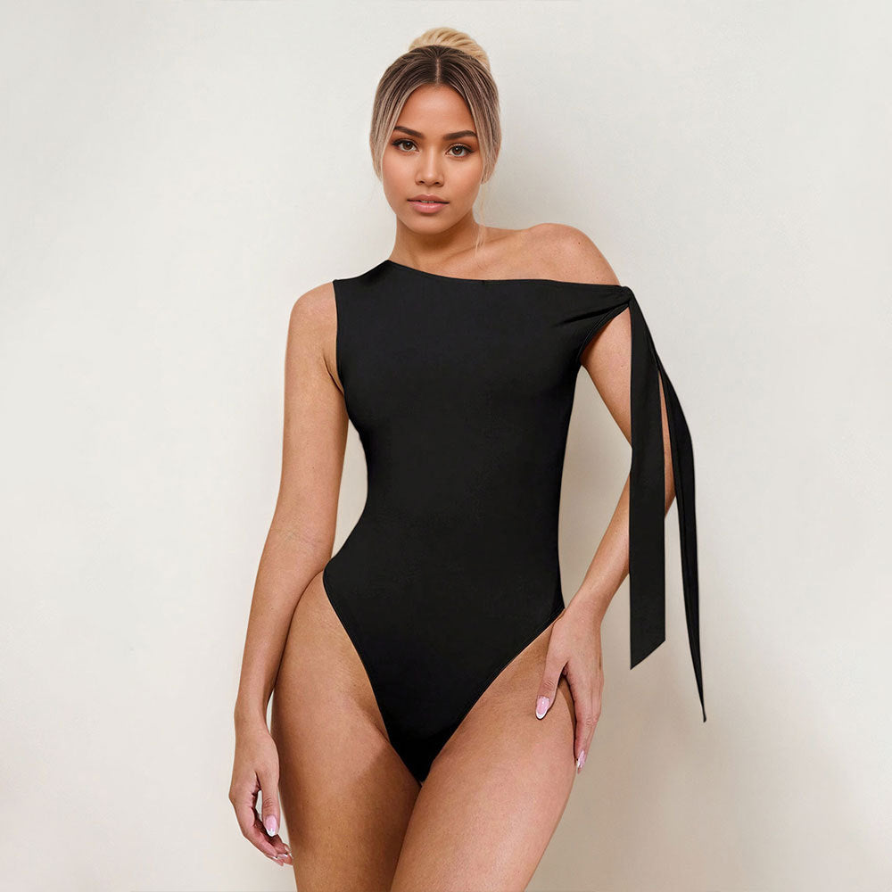 One Shoulder Lace-Up Jumpsuit