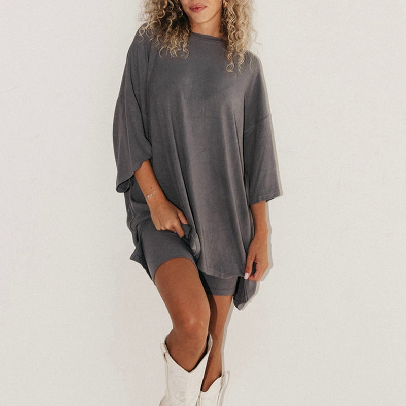 Summer Shorts Suit Fashion Loose Short-sleeved T-shirt And Slim Tight Pants Women's Clothing