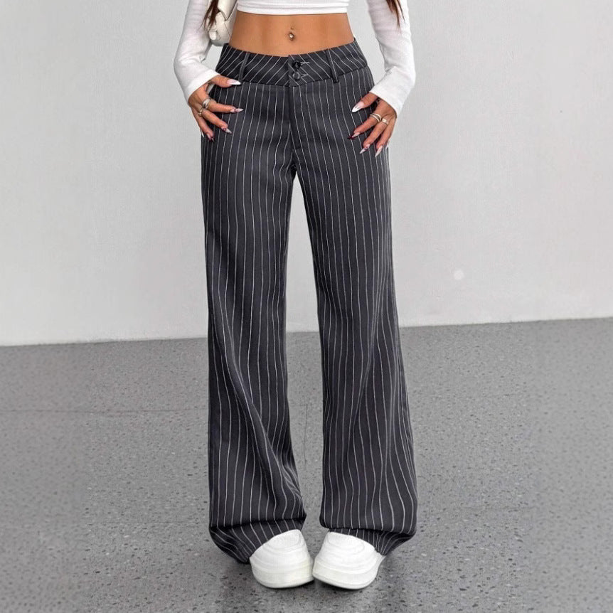 Slim-fit Striped Flared Casual Pants