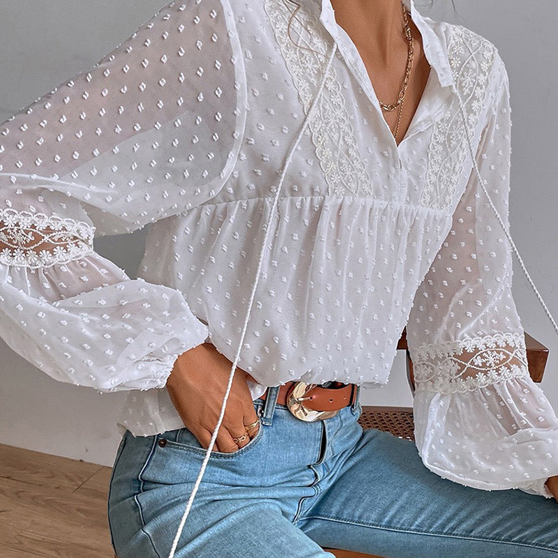 Loose Lace-Patchwork Blouse