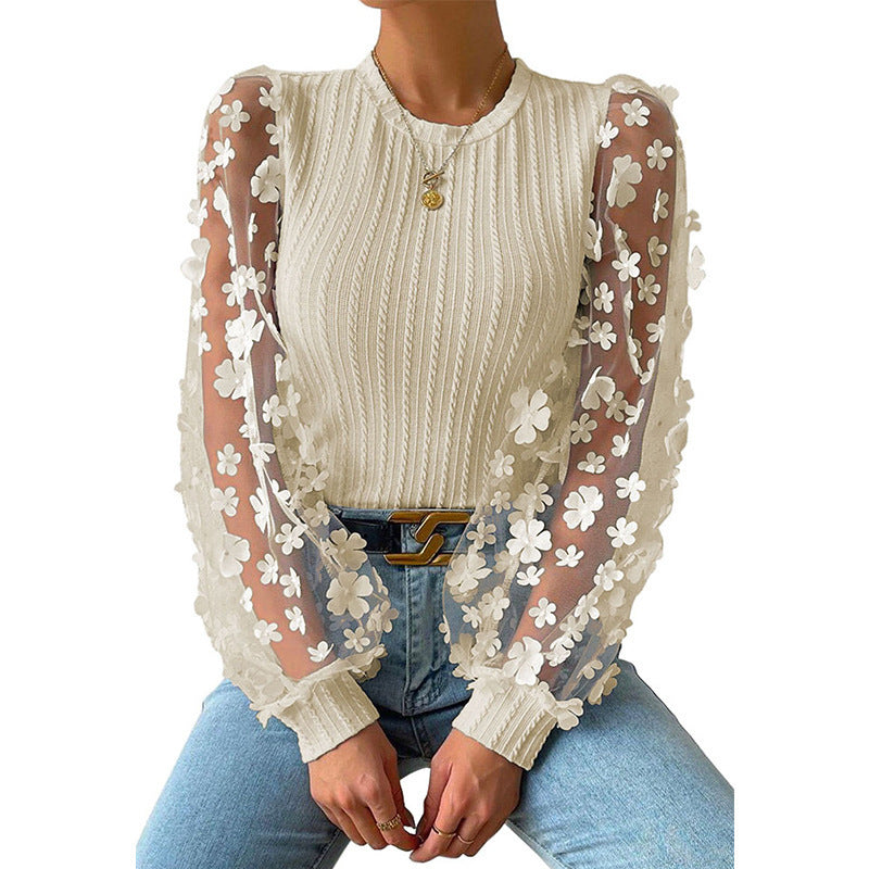 Mesh Small Flower Chiffon Blouse