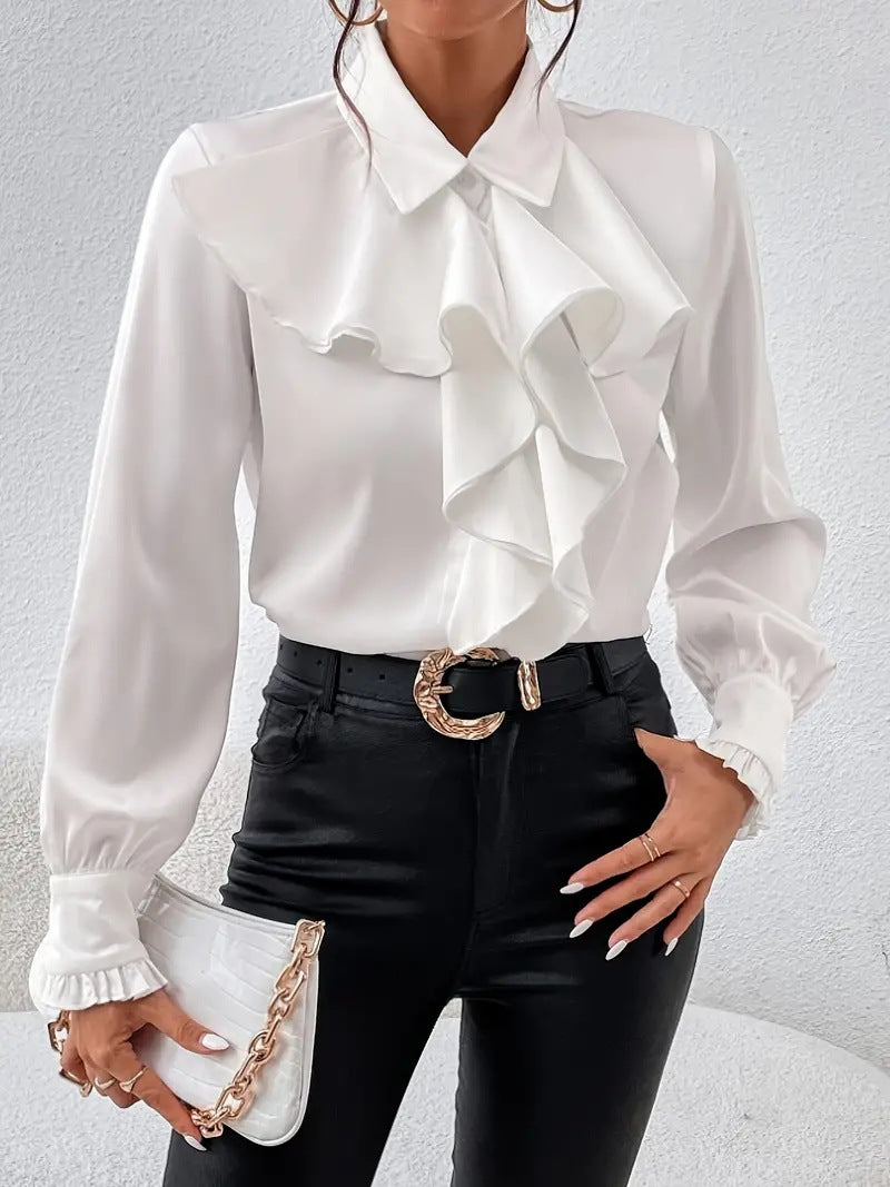 Ruffled Satin Blouse